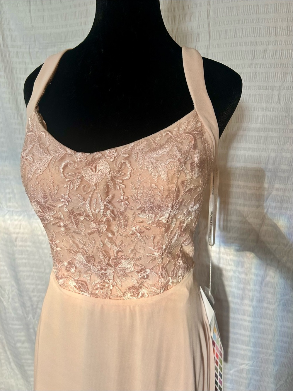 Mori Lee Blush Embroidered Strapless Gown